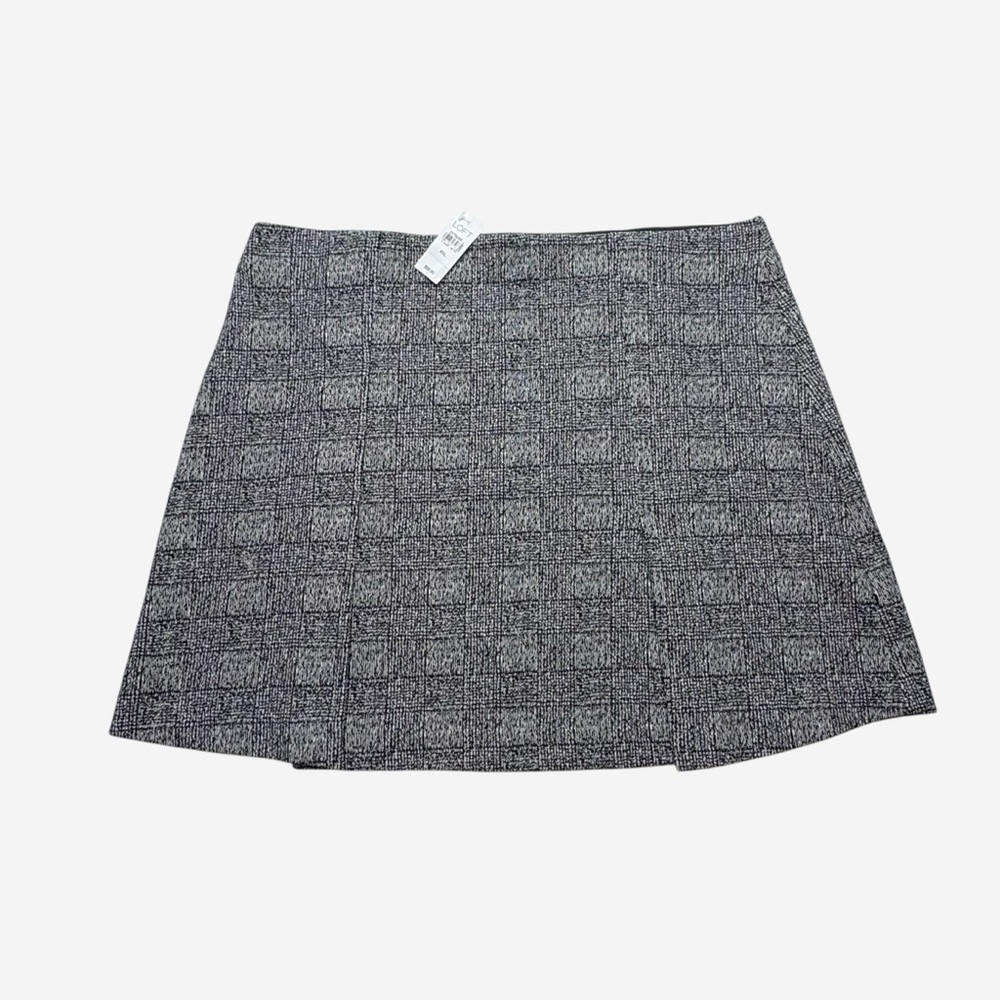 NWT LOFT Check Pull-On A-Line Mini Skirt Size XXL 2XL Black White Elastic Waist